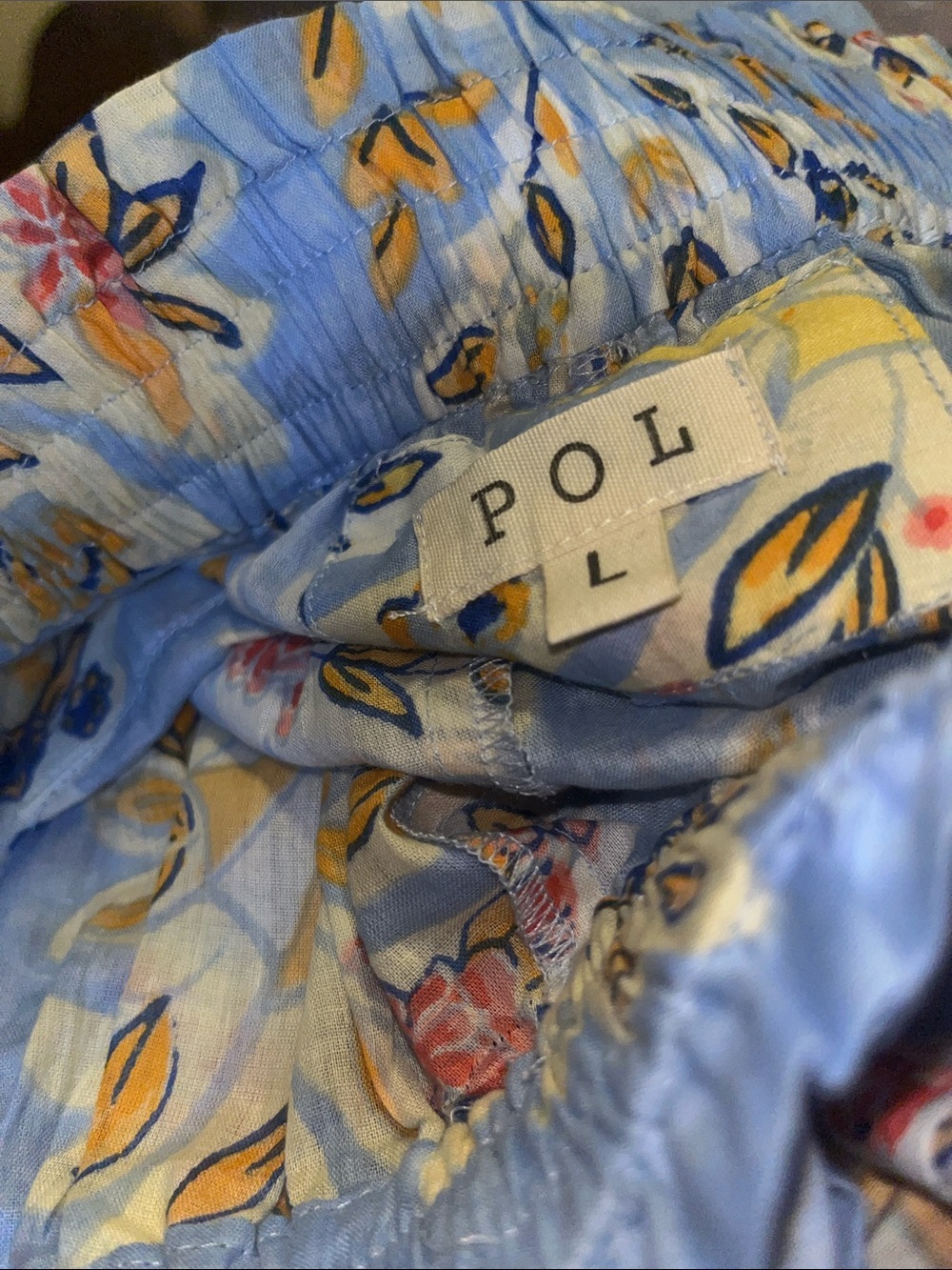 🌸POL L Boho Floral Blue Wide Leg Pants P005 - Picture 7 of 7